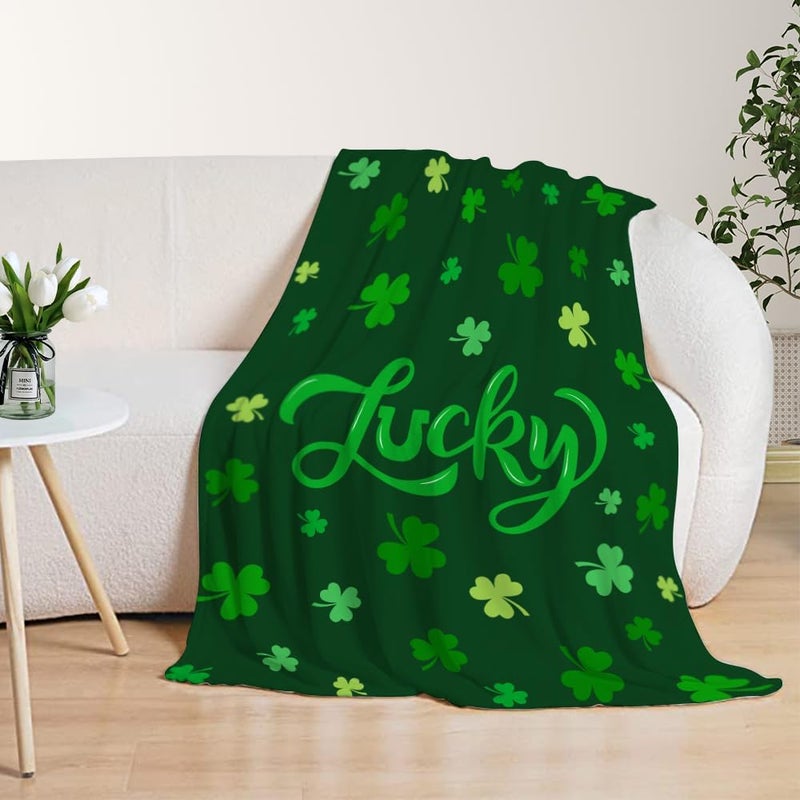 YeeJu St Patricks Day Decorative Throw Blanket Twin Size Green Lucky Shamrocks Blanket Couch Sofa Bed Soft Cozy Lightweight Fuzzy Plush Fleece Blankets Saint Patricks Day Irish Holiday Blanket 60x80 - Image 5